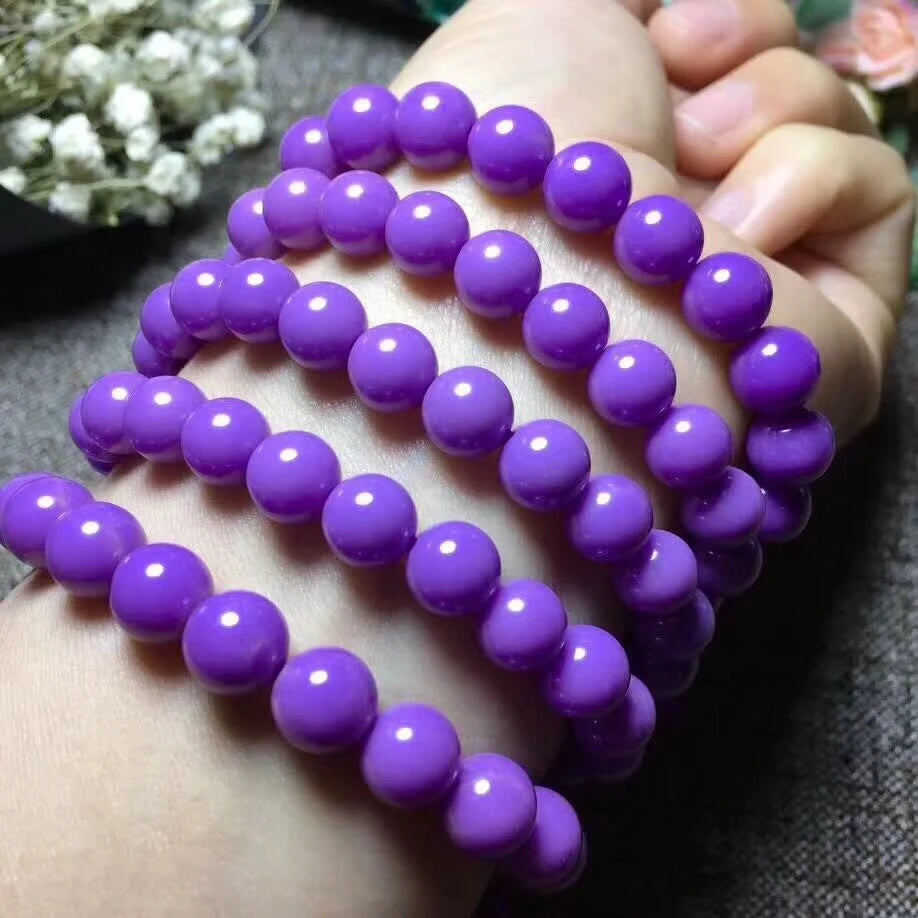 Natural Purple Phosphosiderite Bracelet – 9mm Round Gemstone Beads for Women