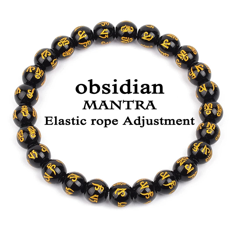 Feng Shui Black Obsidian Stone Beads Bracelet