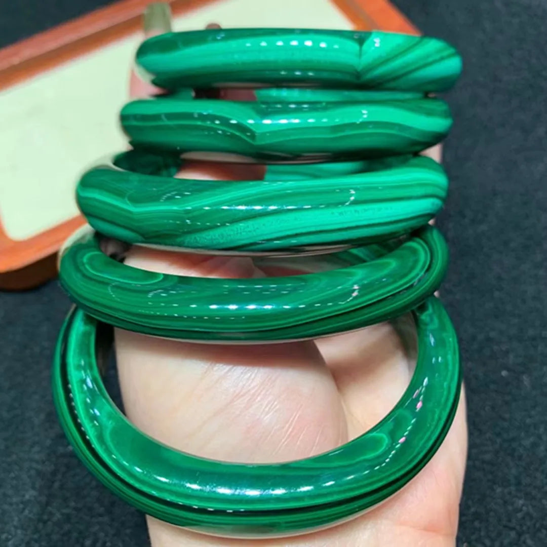 Natural Malachite Bracelet – Reiki Healing Crystal Bangle for Women