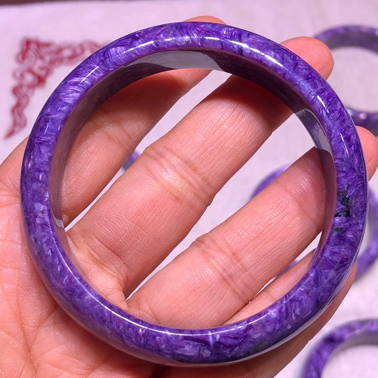 Natural Charoite Bracelet – Reiki Healing Crystal Bangle for Women
