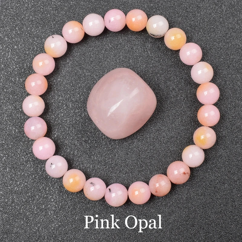 Natural Stone Pink Opal Beads Bracelet