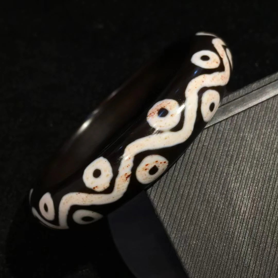 Old Agate Dzi 20-Eyes Bracelet – Cinnabar Dot Natural Stone for Women