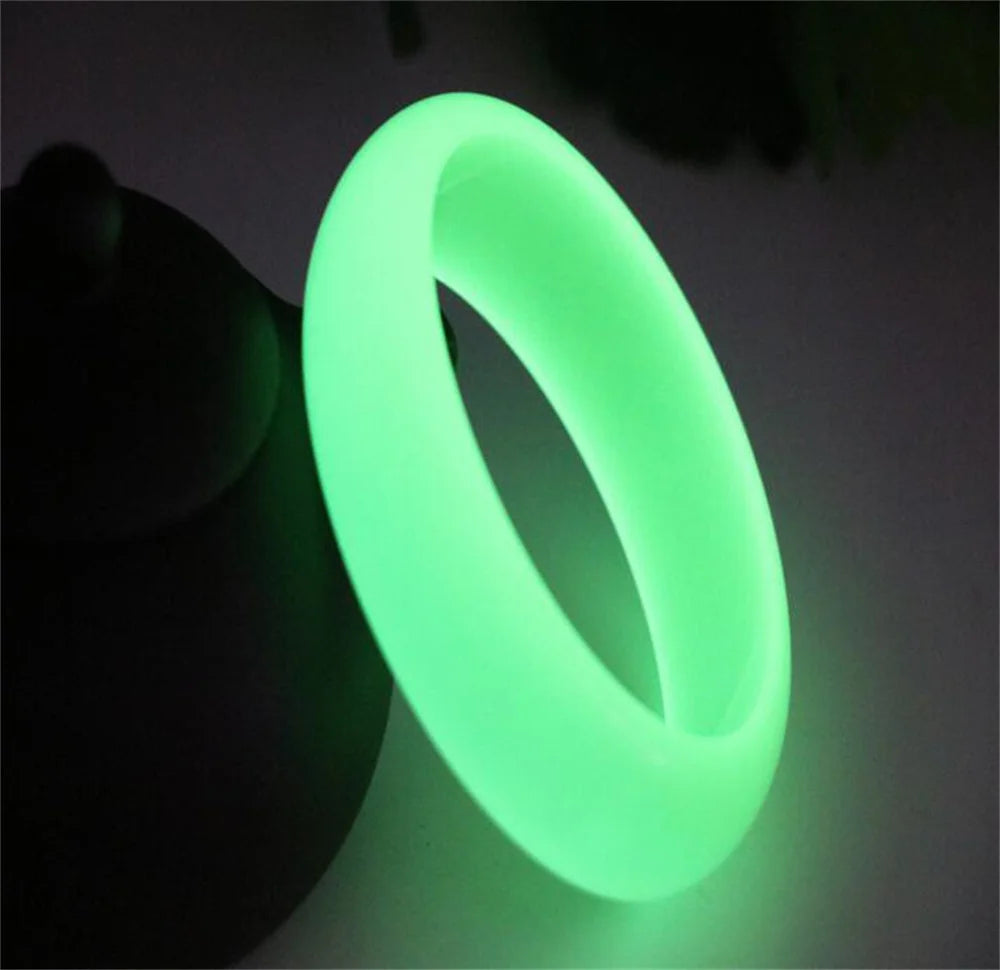 Natural Wide Fluorite Luminous Bracelet – 19–22mm Glow-in-the-Dark Gemstones