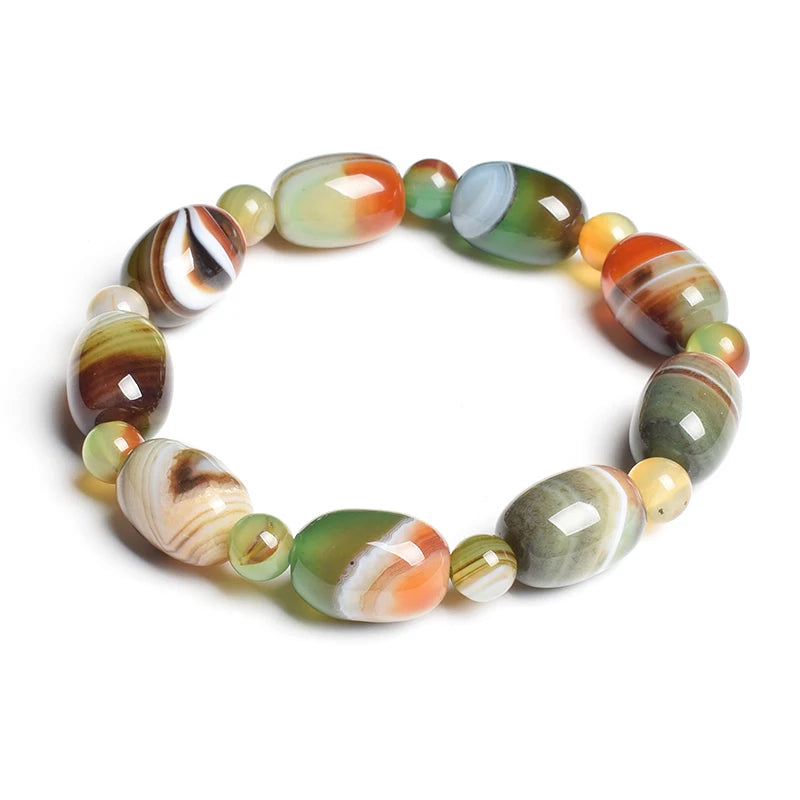 Natural Stone Beads Green Agates Charm Bracelets