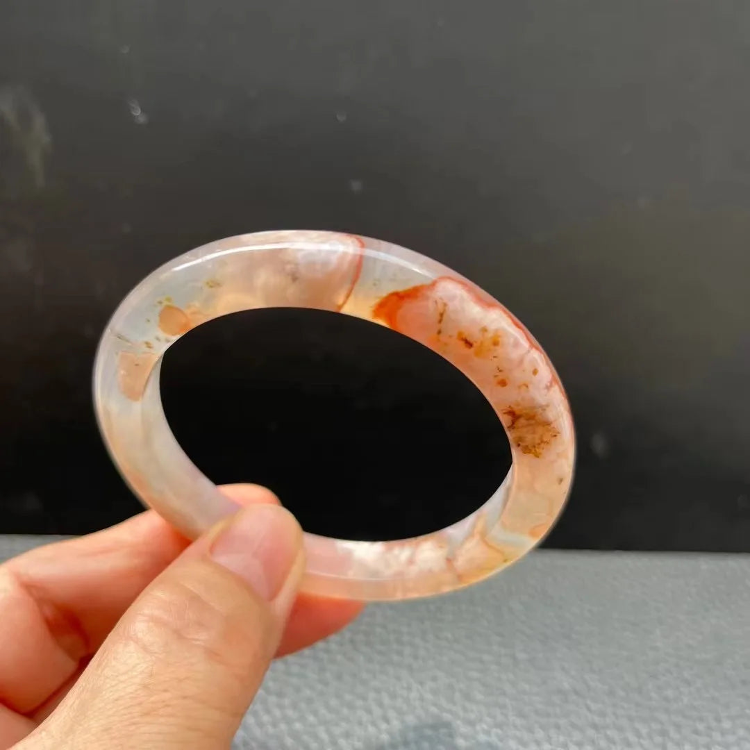 Natural Sakura Flower Agate Bracelet – Crystal Bangle for Women