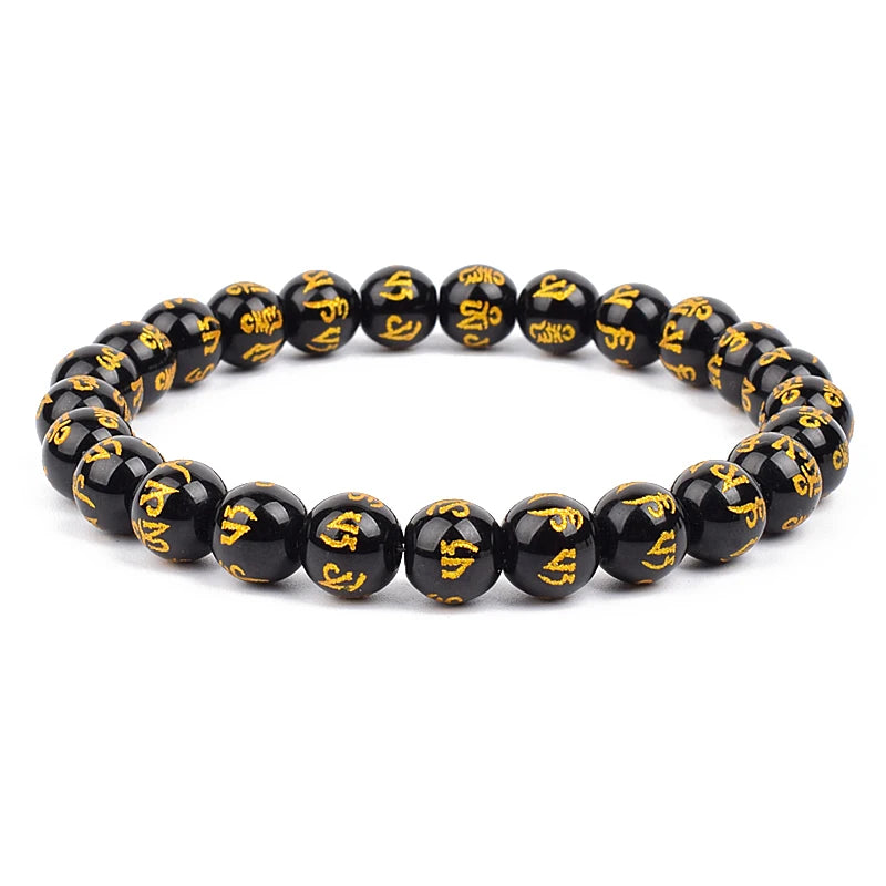 Feng Shui Black Obsidian Stone Beads Bracelet