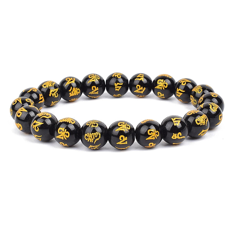 Feng Shui Black Obsidian Stone Beads Bracelet