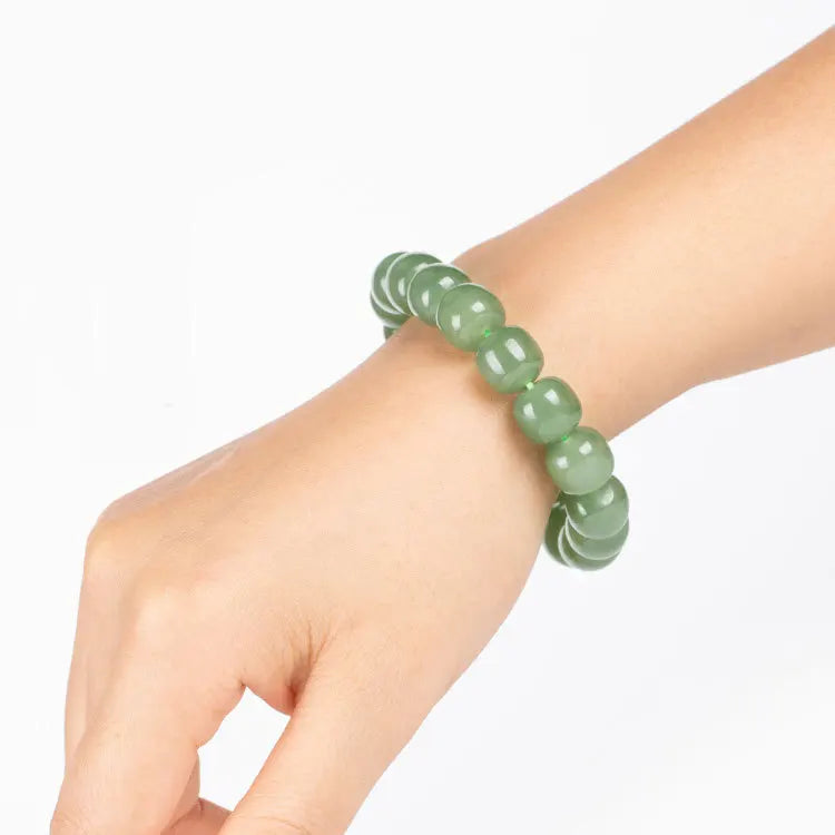 Natural Nephrite Green Jade Bracelet – Genuine Hetian Jade for Men & Women