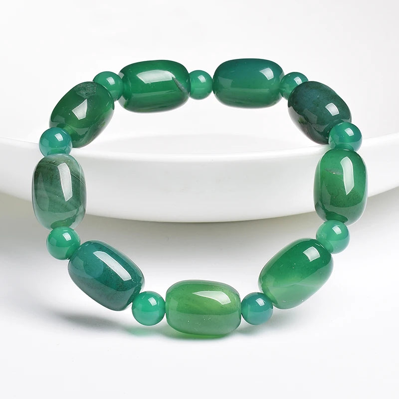 Natural Stone Beads Green Agates Charm Bracelets