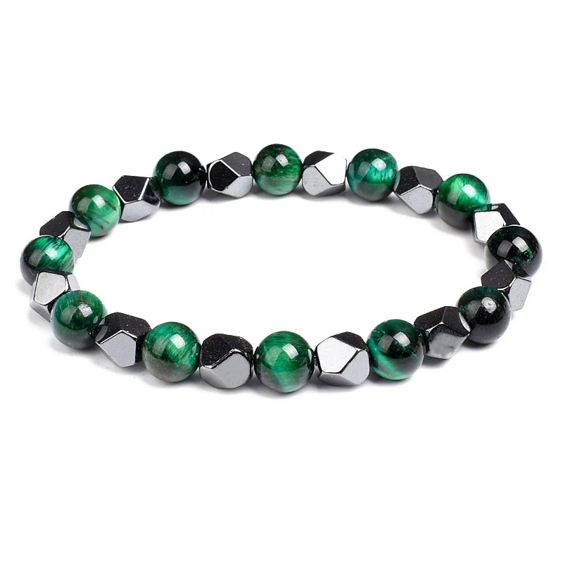 Fashion Men Bracelet Hematite Tiger Eye Stone