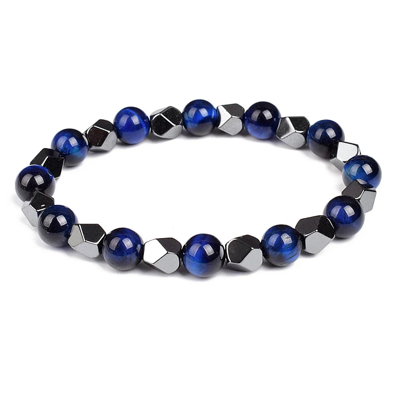 Fashion Men Bracelet Hematite Tiger Eye Stone