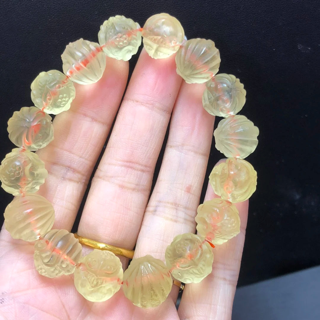 Natural Citrine Fox Bracelet – 13mm Nine-Tailed Fox Crystal Beads for Women