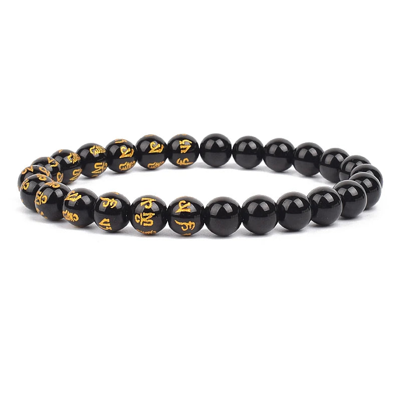 Feng Shui Black Obsidian Stone Beads Bracelet