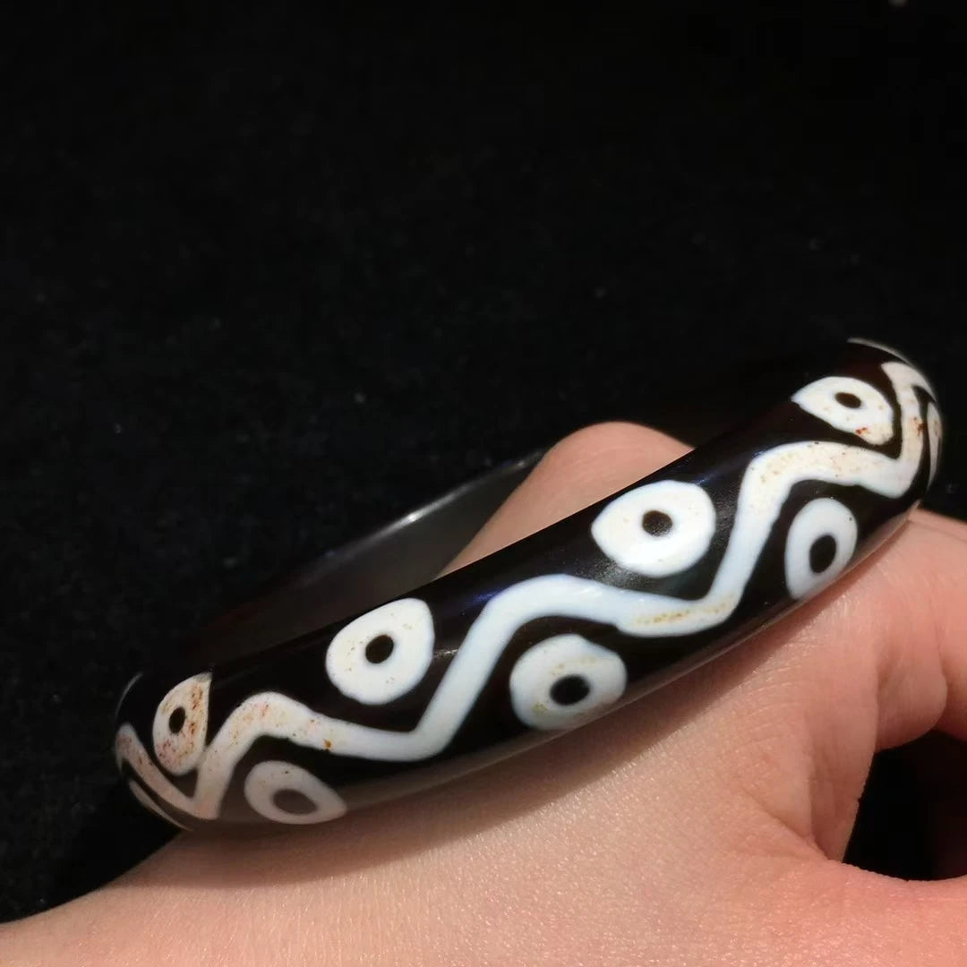 Old Agate Dzi 20-Eyes Bracelet – Cinnabar Dot Natural Stone for Women