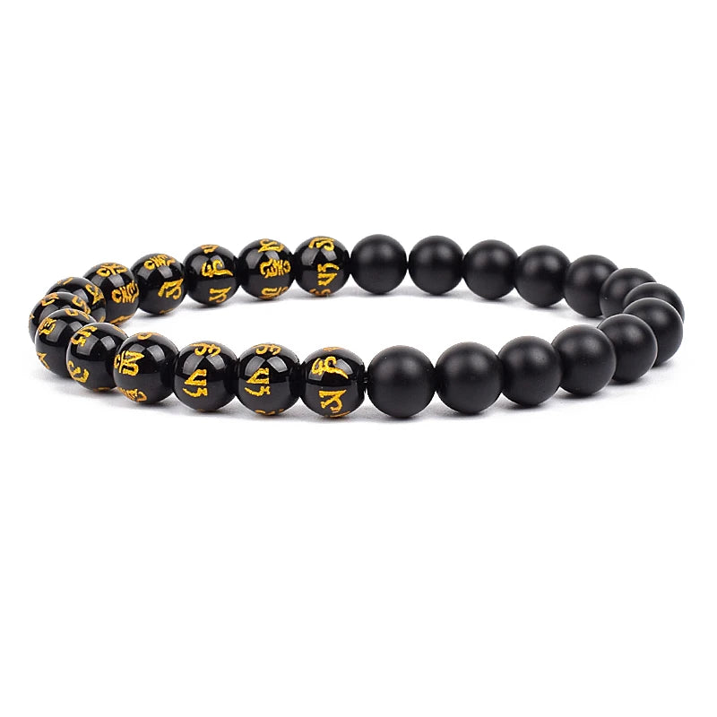 Feng Shui Black Obsidian Stone Beads Bracelet