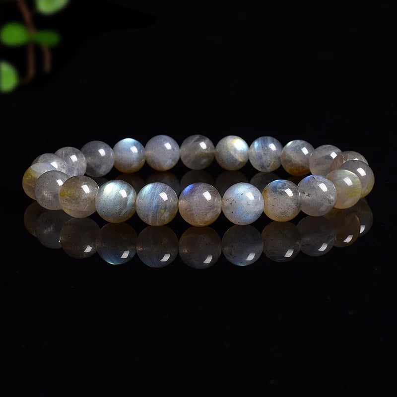Natural Grey Labradorite Bracelets Flash Smooth