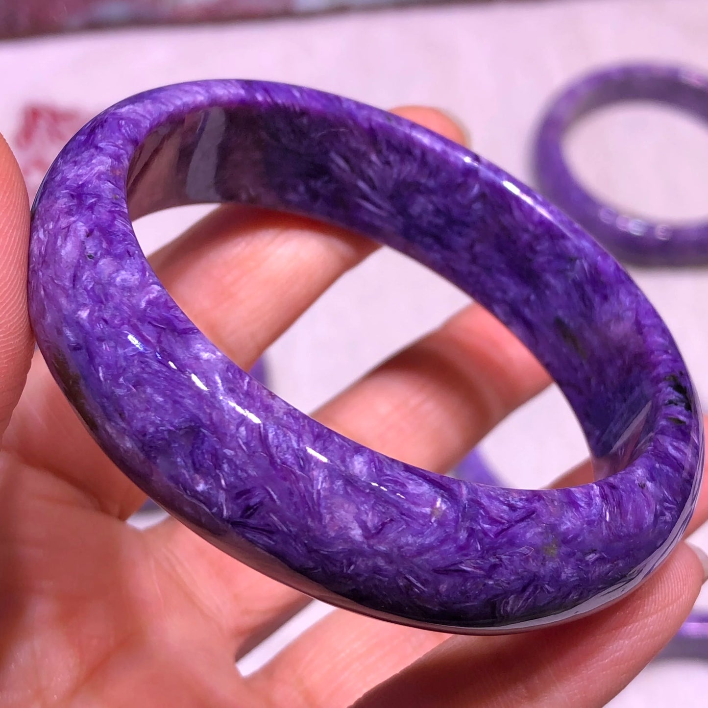 Natural Charoite Bracelet – Reiki Healing Crystal Bangle for Women