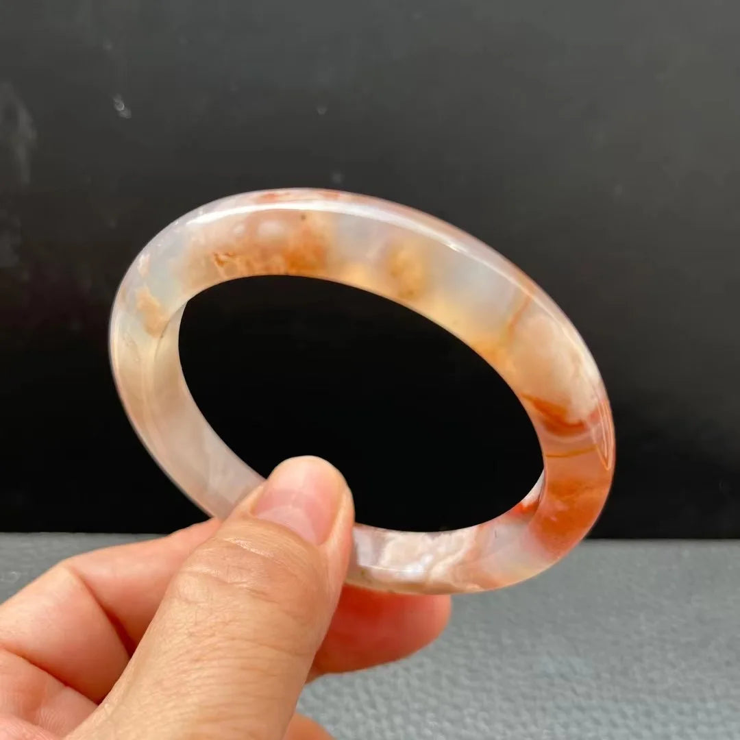 Natural Sakura Flower Agate Bracelet – Crystal Bangle for Women