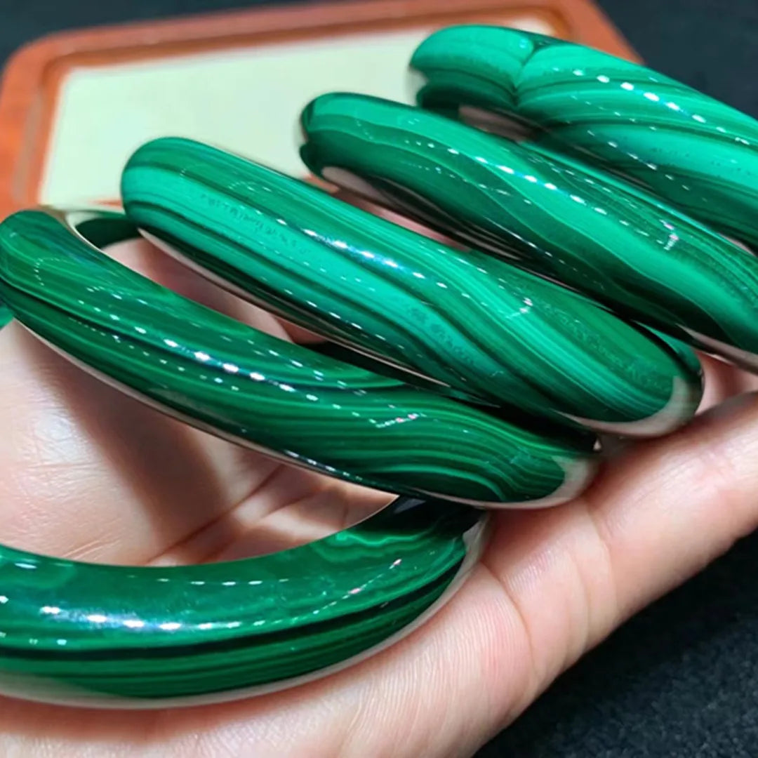 Natural Malachite Bracelet – Reiki Healing Crystal Bangle for Women