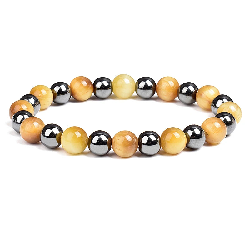 Fashion Men Bracelet Hematite Tiger Eye Stone