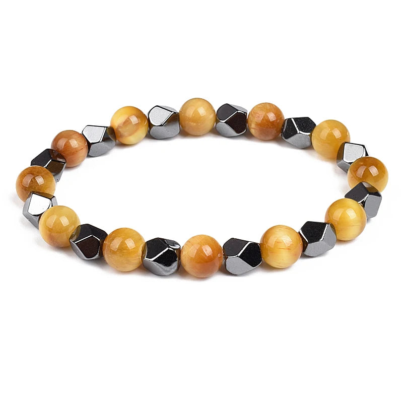 Fashion Men Bracelet Hematite Tiger Eye Stone