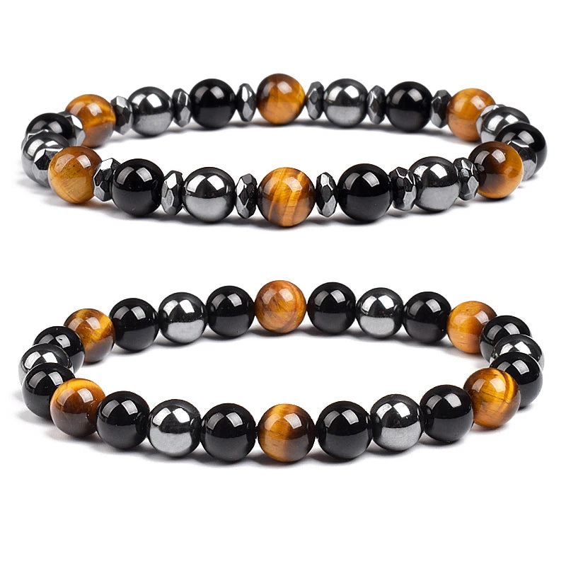Triple Protection Bracelet Tiger Eye Black