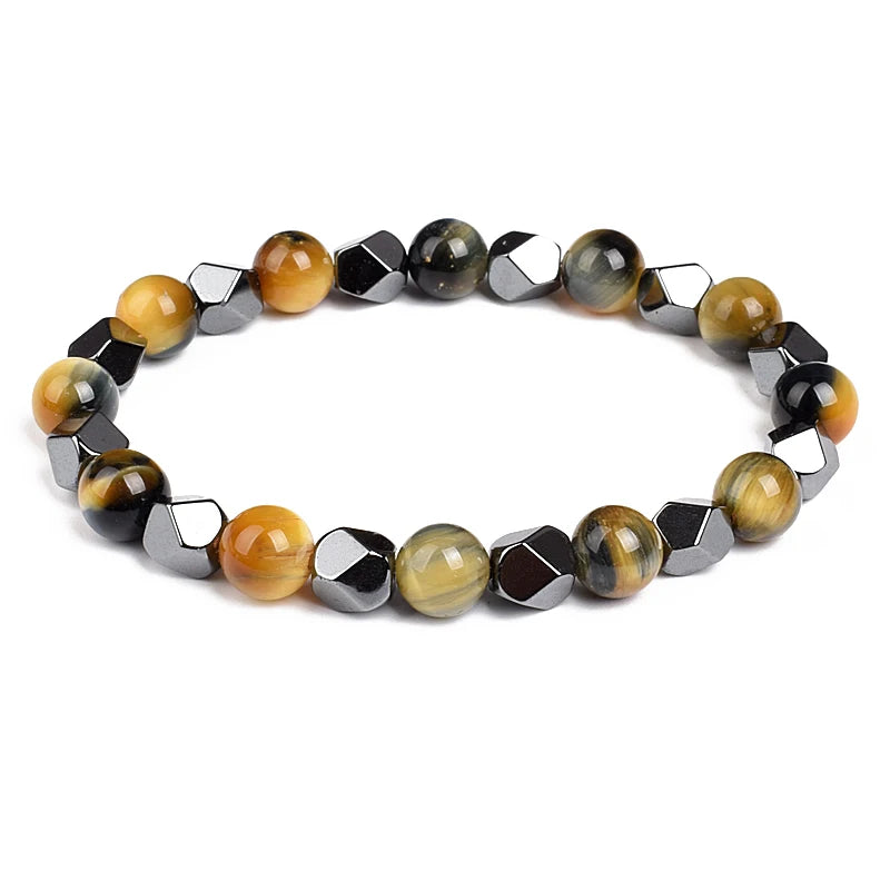 Fashion Men Bracelet Hematite Tiger Eye Stone
