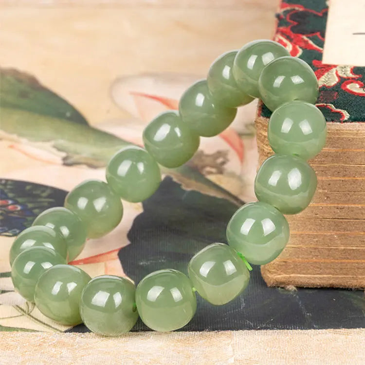 Natural Nephrite Green Jade Bracelet – Genuine Hetian Jade for Men & Women