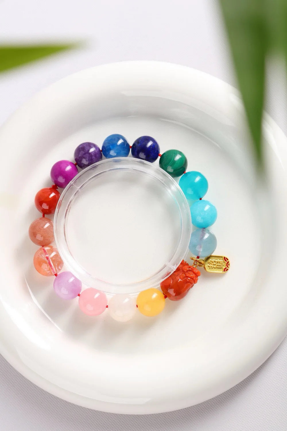 Natural Rainbow Mixed Stone Bracelet – 10mm Jade, Moonstone, Kyanite, Amber, Larimar & Charoite