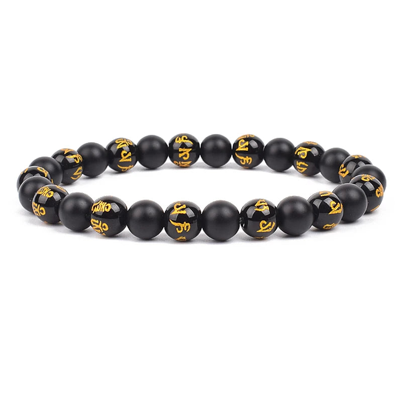 Feng Shui Black Obsidian Stone Beads Bracelet
