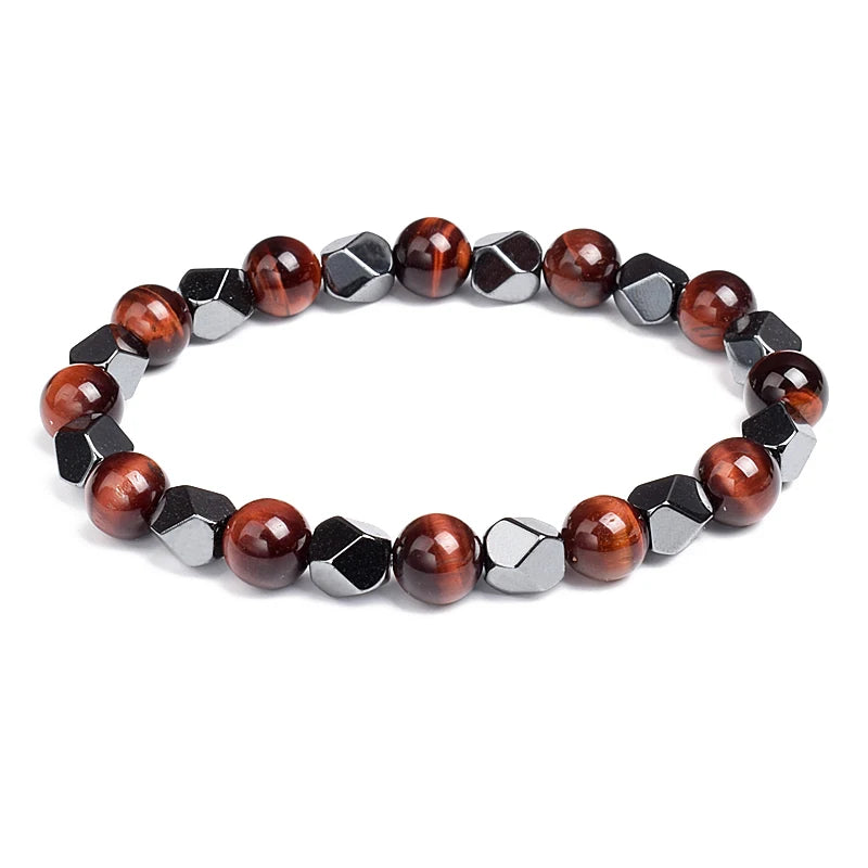 Fashion Men Bracelet Hematite Tiger Eye Stone