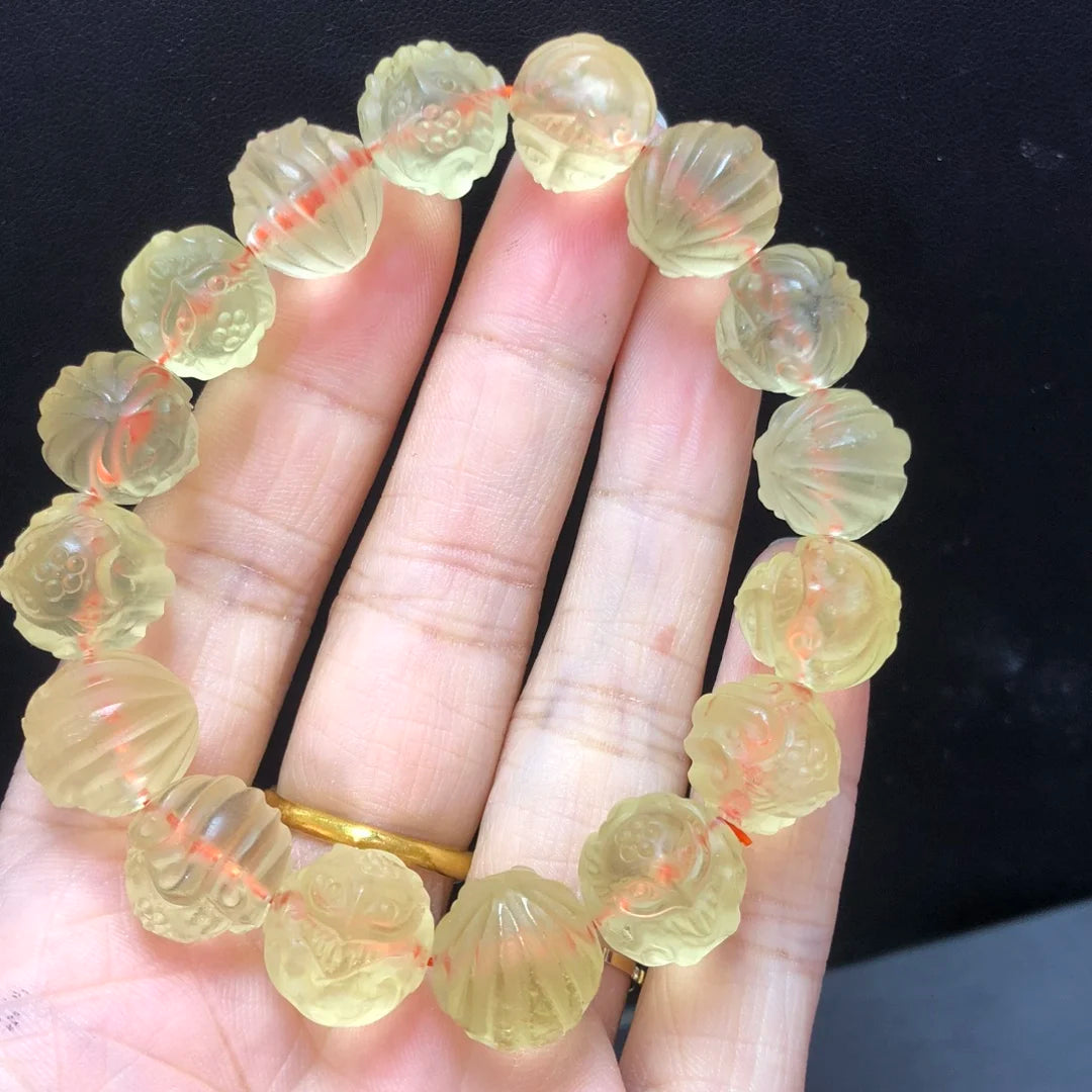 Natural Citrine Fox Bracelet – 13mm Nine-Tailed Fox Crystal Beads for Women