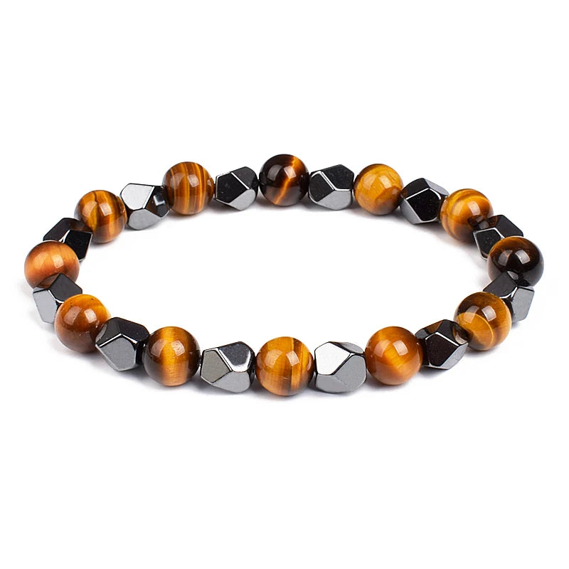 Fashion Men Bracelet Hematite Tiger Eye Stone