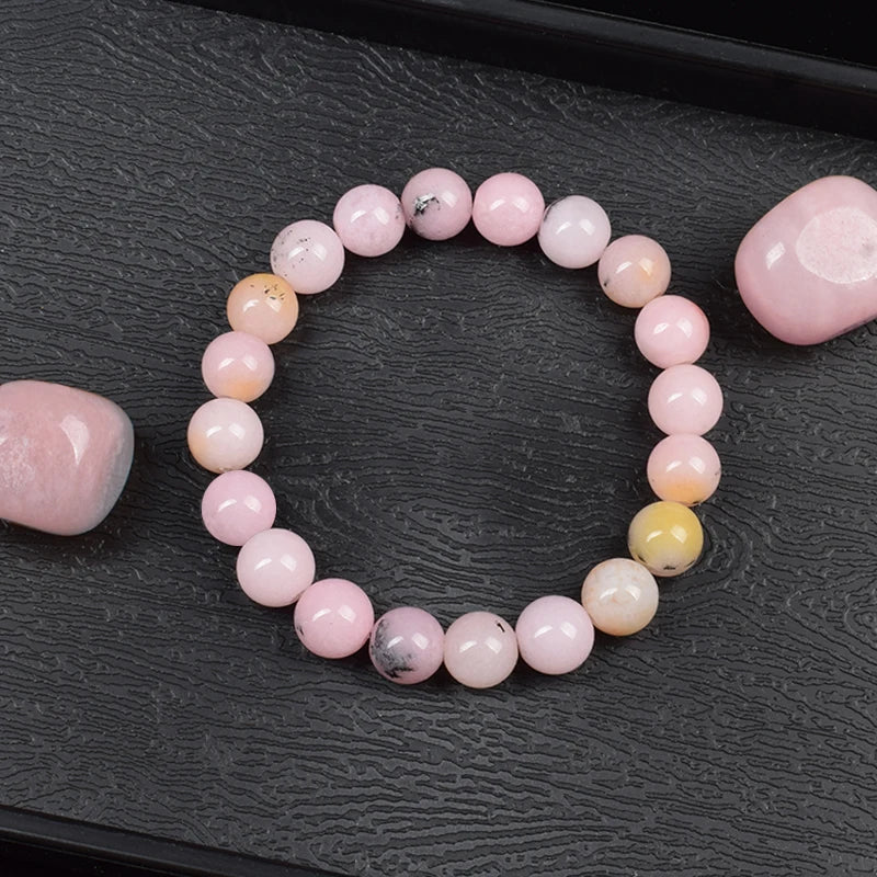 Natural Stone Pink Opal Beads Bracelet