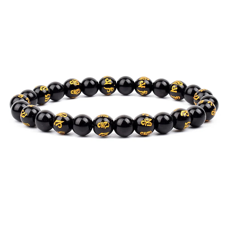 Feng Shui Black Obsidian Stone Beads Bracelet