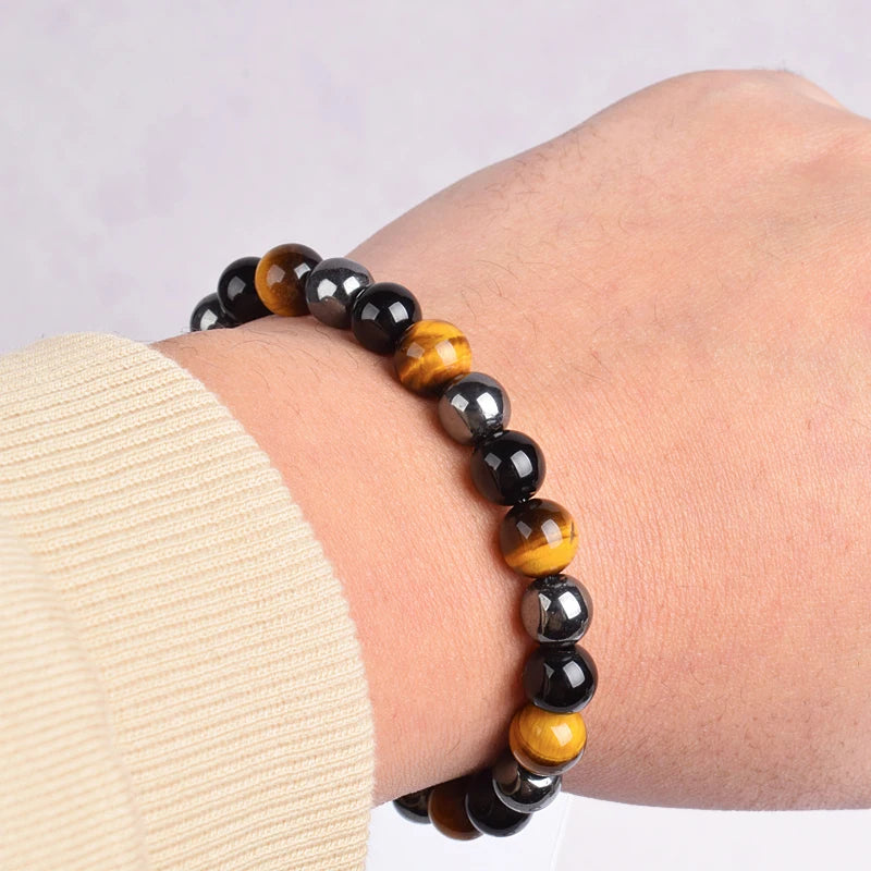 Triple Protection Bracelet Tiger Eye Black