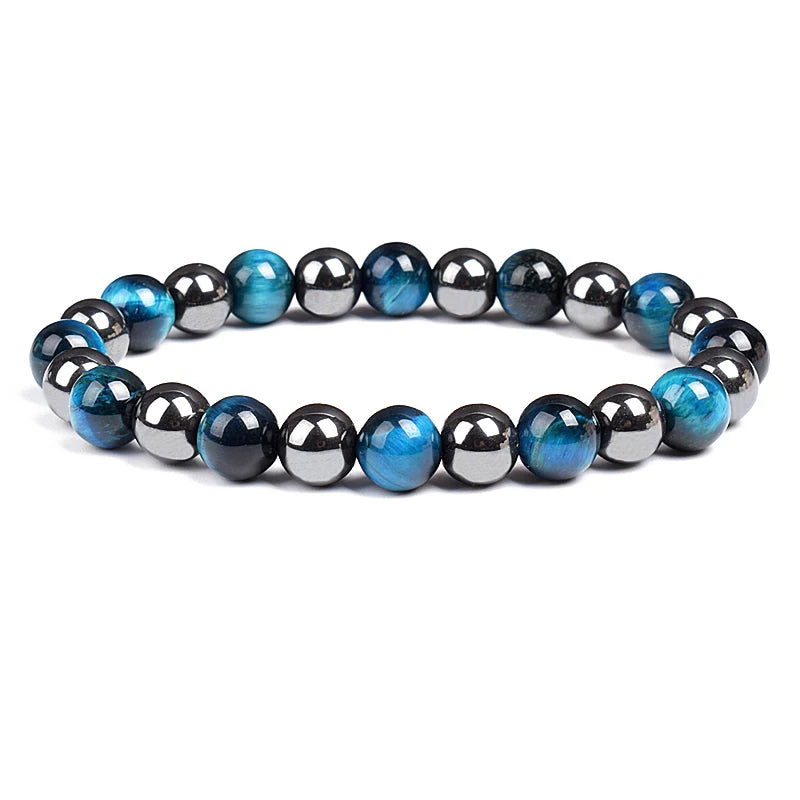 Fashion Men Bracelet Hematite Tiger Eye Stone