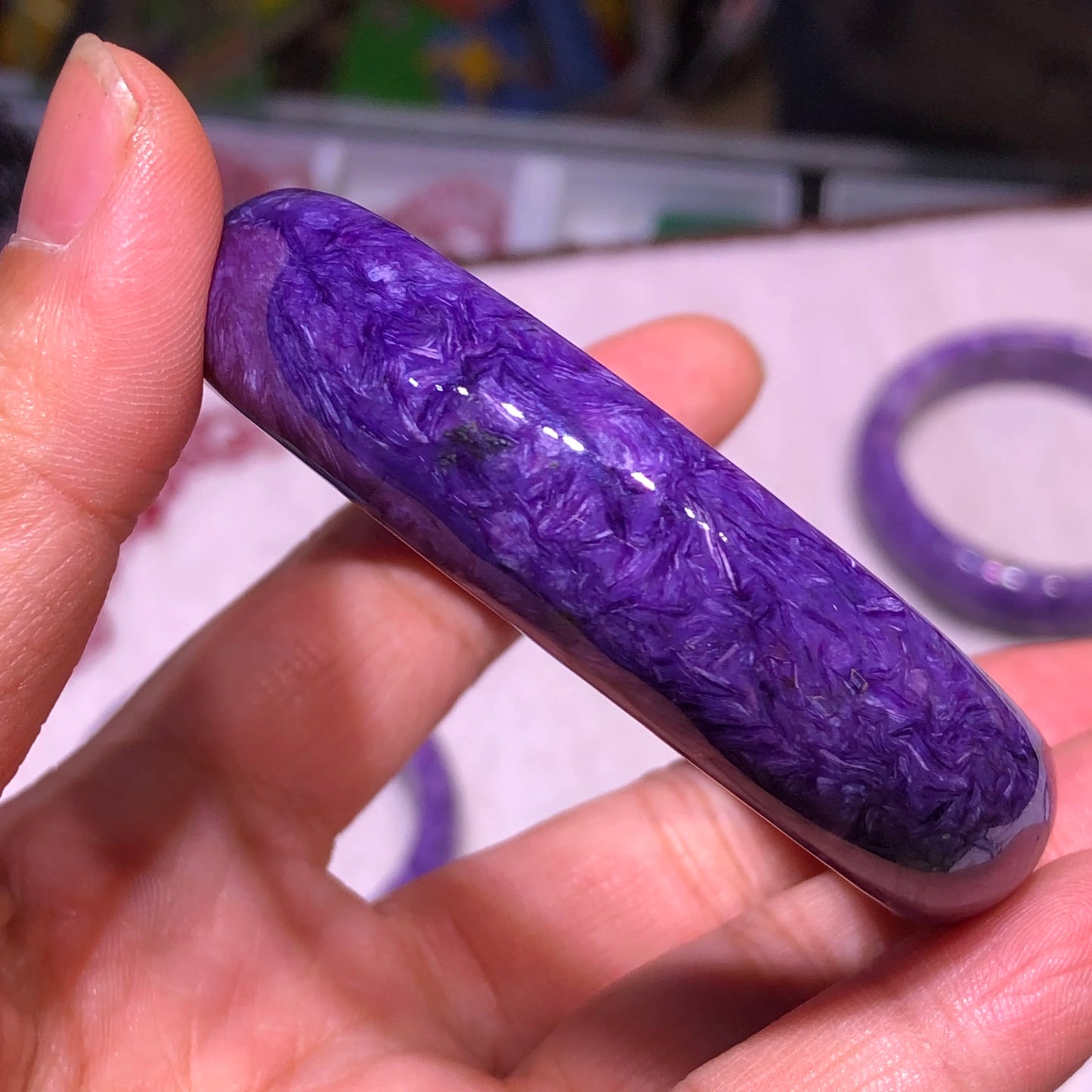 Natural Charoite Bracelet – Reiki Healing Crystal Bangle for Women
