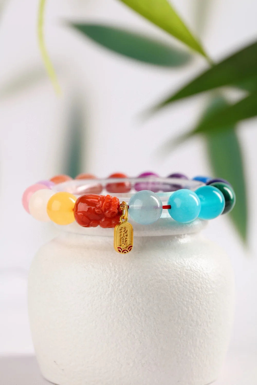 Natural Rainbow Mixed Stone Bracelet – 10mm Jade, Moonstone, Kyanite, Amber, Larimar & Charoite
