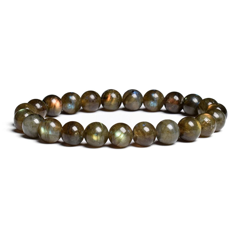 Natural Grey Labradorite Bracelets Flash Smooth