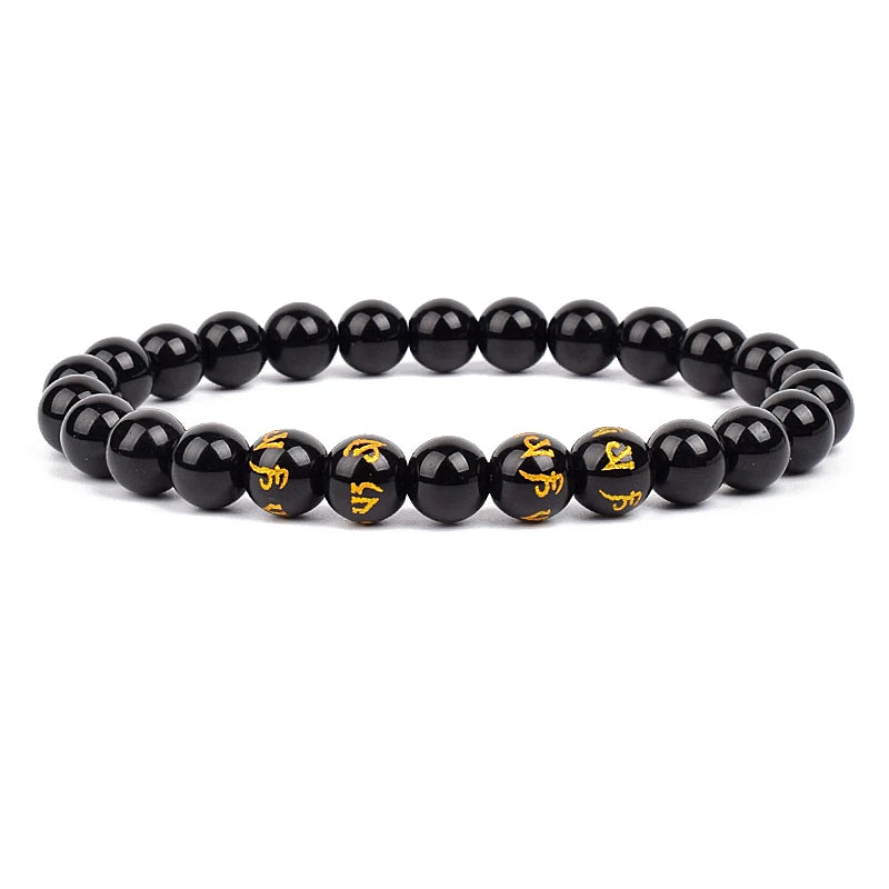 Feng Shui Black Obsidian Stone Beads Bracelet
