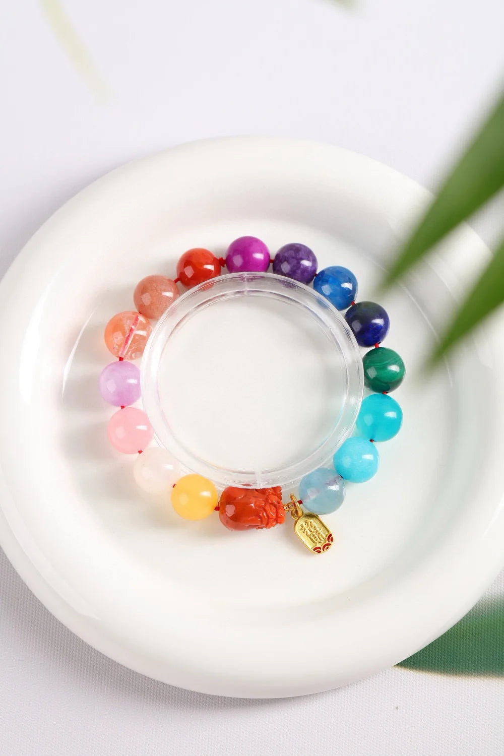 Natural Rainbow Mixed Stone Bracelet – 10mm Jade, Moonstone, Kyanite, Amber, Larimar & Charoite