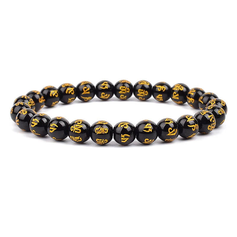 Feng Shui Black Obsidian Stone Beads Bracelet