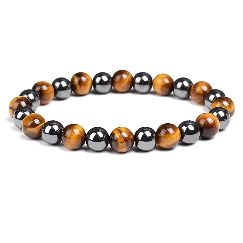 Fashion Men Bracelet Hematite Tiger Eye Stone