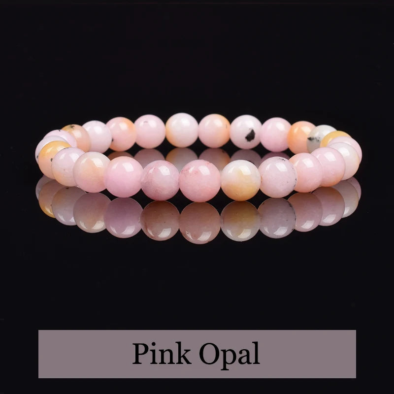 Natural Stone Pink Opal Beads Bracelet