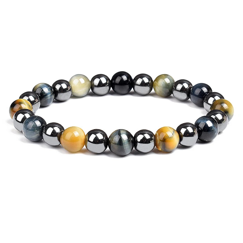 Fashion Men Bracelet Hematite Tiger Eye Stone