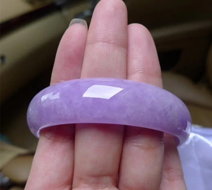 Genuine Purple Jadeite Bangle – Myanmar Grade A Jade for Women