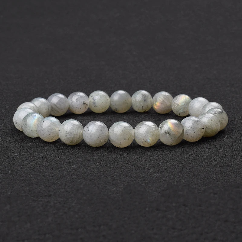Natural Grey Labradorite Bracelets Flash Smooth