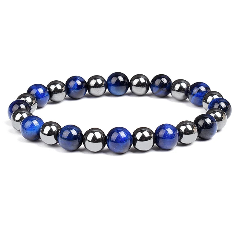 Fashion Men Bracelet Hematite Tiger Eye Stone