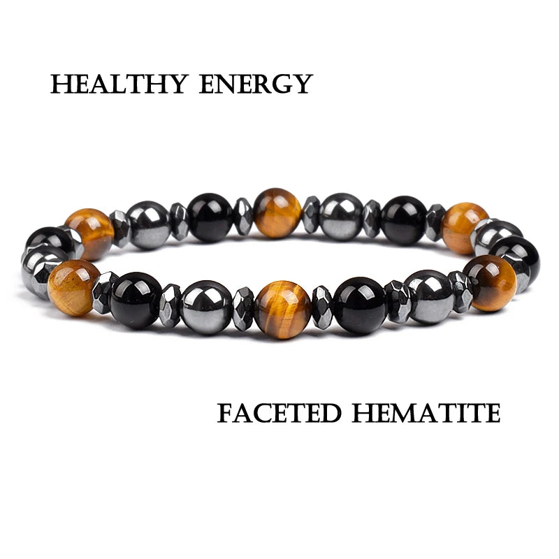 Triple Protection Bracelet Tiger Eye Black